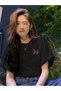 Women's Black Figure Rabbit Printed Oversize T-Shirt