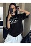 Women's Black Wtfk Printed Oversize T-Shirt - 6
