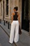Women's Coffee Ribbed Textured U-Neck Slim Fit Sleeveless Standard Length Tank Top - 2