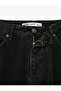 High Waist Straight Leg Denim Trousers with Stoned Buttons - Straight Fit Jeans - 8