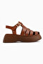 Yonna Genuine Leather Tan High-Heeled Women's Sandals - 2
