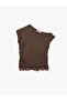 Slim Fit Modal Fabric Short Sleeve Asymmetrical Collar Lace Detailed T-Shirt