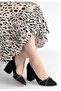Rewin Black Leather Heeled Shoes - 3