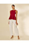 Women Red Sleeveless Fit and Flare Peplum Top - 2