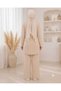 Women's Modal Fabric Comfortable Fit Elastic Waist Two-Piece Hijab Set Bottom Top with Special Detail on the Front Trendy Style - 3