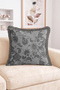 Classic Floral and Twig Motif Fringed Throw Pillow Cover - Vintage Decorative Pillowcase - 2