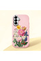 Samsung Galaxy A56 Compatible Case Camera Protector Pink Silicone Couple Phone Case with Floral Pattern