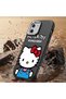 Samsung Galaxy S25 Compatible Case Camera Protector Black Silicone Couple Phone Case Kitty Pattern - 7