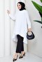 Women's Buttoned Summer White Hijab Shirt Dress - 5