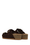 Women's Brown Double Buckle Thick Soled Suede Leather Slippers 26Sfd181210 - 6