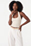 Ecru Women's Halter Neck Double Layered Bustier Crop Top - 2