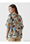 Original Open Collar Floral Oversize Blouse - 3