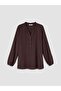 Lcw Grace Brown Ruffled Collar Blouse with Ruffle Detail - 5