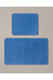Curveline Non-Slip Base Bath Mat Set 60X80 cm + 40X60 cm Blue