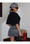 Women's Gray Stone Washed Denim Jean Shorts High Waist Mini Denim Shorts - 2