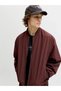 , Bomber jacket, men, with diagonal pockets without zipper, Burgundy - 5