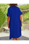 Women's Short Sleeve Collared Side Buttoned Front Short Back Long Midi Woven Viscose Dress - 3