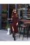 Women's long sleeve turtleneck deep slit detail crepe dress - 3