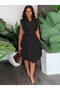 Women's collared waist fitted front shirred woven mini dress