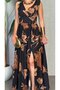 Women's strappy, crossover neck, wide cut, detailed slit, long supreme dress - 4