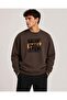 Value Every Print Detailed Crew Neck 2 Thread Sweatshirt with Embroidery Detail