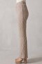 Women's Beige Bubble Fabric Elastic Waist Flared Trousers - 3
