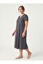 Women's Plus Size Midi Dress V-Neck Short Sleeve Tencel Anthracite - 4