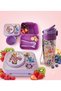 Set of 2 Lunch Box with Bowl and Water Bottle Set, Food Storage Container, School Water Bottle, Athlete's Diet, Student Fitness, School, Workplace, Travel Container - 2
