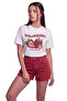 Women's Strawberry Active Lifestyle Strawberry Printed Relaxed Fit T-Shirt White - 3