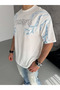 Unisex bicycle collar printed oversize t-shirt - white