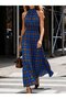 Women's Off-The-Shoulder Turtleneck Elastic Waist Plaid Pattern Long Single Jersey Dress