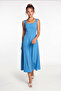 A-Line Midi Woven Dress Lnt0042 Light Blue - 2