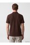 Vizyon New Season Brown Polo Collar Men's Pique T-Shirt - 4