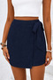 Women's Linen Look High Waist Short Skirt with Tie Detail - 4