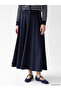 Lcw Modest Navy Blue Flared Skirt with Zipper at the Waist - 2