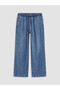 Vizyon New Season Indigo Elastic Waist Straight Fit Women's Jean Trousers - 6