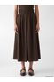 Özmarka New Season Brown Flared Skirt with Elastic Waist, 100% Cotton - 3