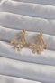 Brass Gold Color Zircon Stone Flat Bow Model Earrings