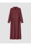 Burgundy Women's Shirt Dress with Drawstring Waist - 4