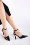 Women's Black Open-Back Heeled Shoes Heel Height 10 cm