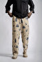Elastic Waist Pipe Leg Patterned Trousers