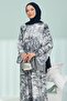 Navy Blue Patterned Tunic Trouser Set - 2