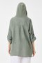 Women's Khaki Italian 100% Linen Hooded Foldable Long Sleeve Shirt Jacket 40 - 46 Size - 5