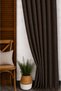 Dark Brown Linen Background Curtain with Dense Pleats, Suitable for Cornice, Single Wing + Ties - 5