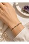 Purple Zircon Stone Flower Model Gold Brass Women's Bracelet - 2