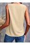 Women's sleeveless ruffle neck sandy blouse - 3