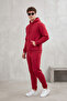 Men's Three-Thread Ribbed Sweatshirt Set - Hooded Sweatshirt with Kangaroo Pocket and Sweatpants with Elastic Cuffs - 2