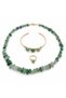 Natural Aventurine Stone 3-Piece Women's Jewelry Set – Necklace, 3-Stone Bracelet and Adjustable Ring