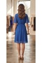 Midnight Blue Sleeves, Valon Waist Belt, Double-Breasted Collar, Knee-Length, Post-Waist Flared Chiffon, Stylish Premium A-Quality Dress. - 4
