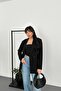 Women's Black Double Breasted Blazer Jacket Coat Lapel Long Sleeve Cover Pocket Plain Woven - 2